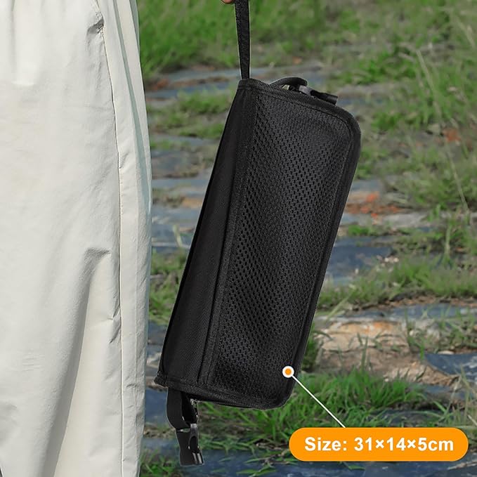 Portable Folding Camping Stool With Shoulder Strap Small Folding Stool For Adults Ultra-Thin Portable Folding Stools With Side Pocket Mesh Collapsible Seat For Outdoor Fishing Hiking (A)