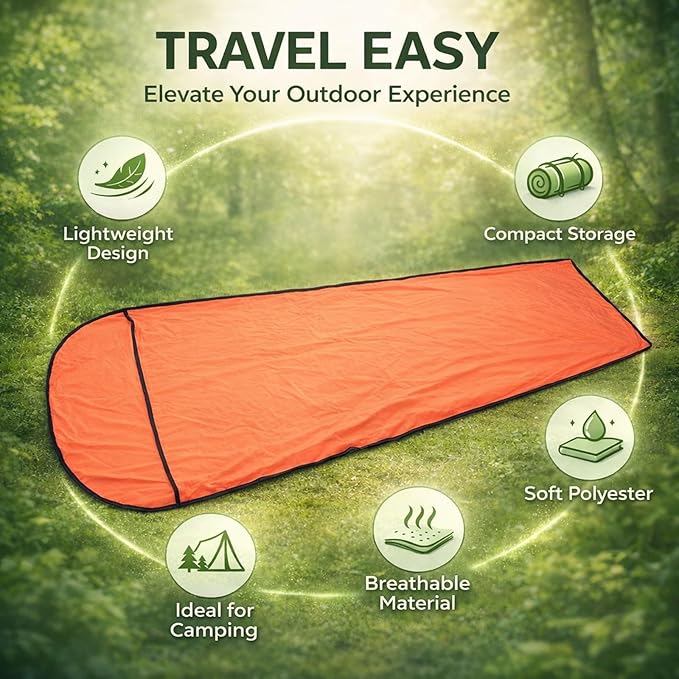 Sleeping Bag Liner Ultralight Polyester 200x80cm Compact Storage Bag - Multifunctional Elastic Design Breathable and Skin Friendly Ideal for Cold Weather Camping