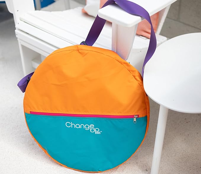 Pop-Up Changing Tent Original 50inch– Blue &amp Orange Portable Privacy Pod for Kids | Lightweight Easy-Fold Changing Room for Beach Dance Travel – Ideal for Ages 2–10