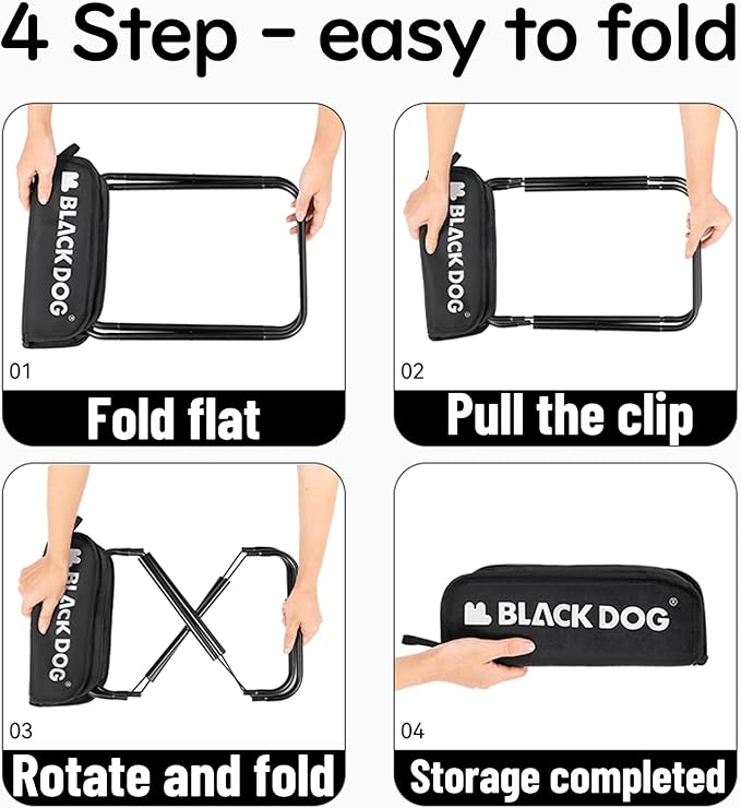 Blackdog 11in Ultralight Camping Folding Stool - 0.7lb Compact Camping Chair 265lb Capacity Aluminum Alloy X-Frame for Hiking Fishing BBQ Portable Small Stool for Adults (Pro - Khaki)