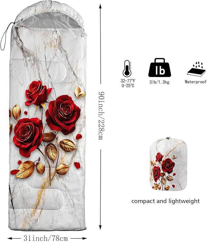 QOOMO Camping Sleeping Bags3 Season Warm &amp Cool WeatherLightweightWaterproof Sleeping Bags for Adults &amp KidsTravelingand OutdoorsCamping Gear Equipment