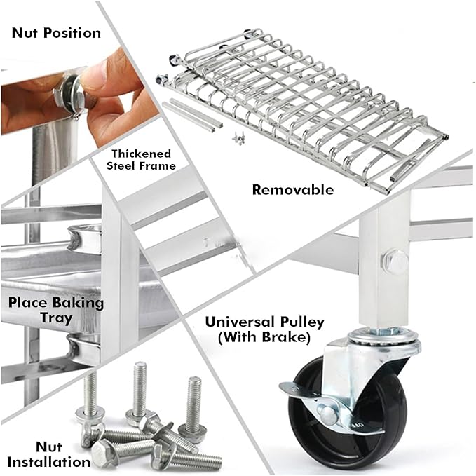 Quick Rack for Baking Pans15-Tier Mobile Bread Pan Rack with Wheels - Open Shelves for Baking Dough &amp Pizza - Ideal for Bakeries Restaurants &amp Catering Needs