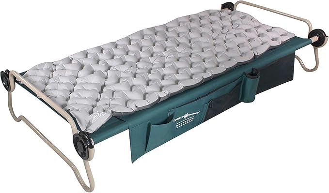 Disc-O-Bed XL Quilted Disc-Pad Portable Camping Cot Accessory Inflatable Mattress Sleeping Pad with Patch Kit and Carry Bag Gray