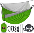 Camping Hammock with NetTravel Portable Lightweight Hammocks with Tree Straps and Solid D-Shape CarabinersParachute Nylon Hammock for Outsides Backpacking Beach Backyard Patio Hiking