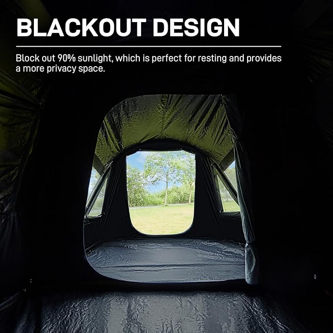 EVER ADVANCED 10 Person Camping Blackout Design Tent Multi Room Tent for Family Large Tents with Rainfly and Carry Bag 2 Doors Water-Resistant 14ft x 10ft x 84in