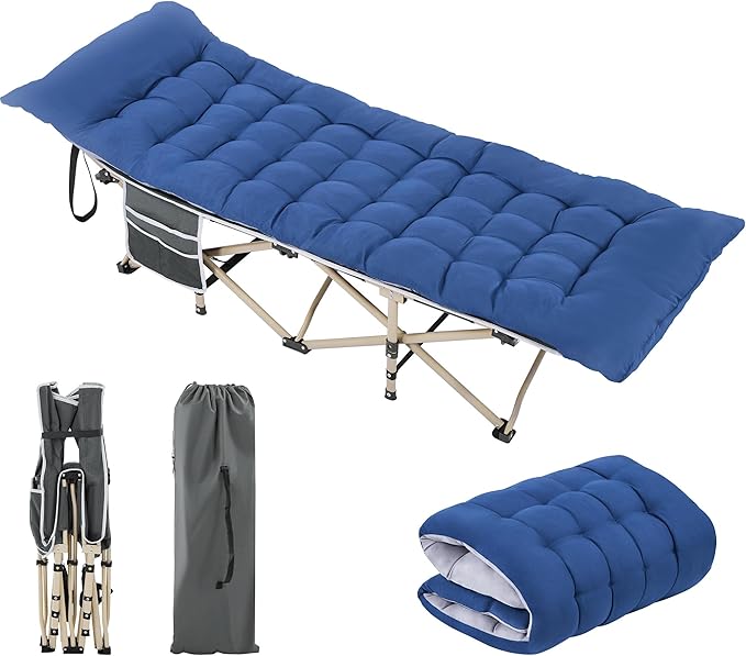 Yaheetech Folding Camping Cot Portable Outdoor Bed for Adults w/Mat &amp Storage Bag &amp Carry Bag Heavy Duty Cots for Outdoor Travel &amp Office/Home Nap