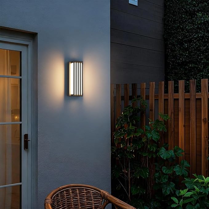 2 Pack Outdoor Modern LED Wall Lights Waterproof IP65 LED Exterior Lighting Fixtures Wall Mount 3000K Decorative Wall Sconce for House Outside Garage Porch Courtyard