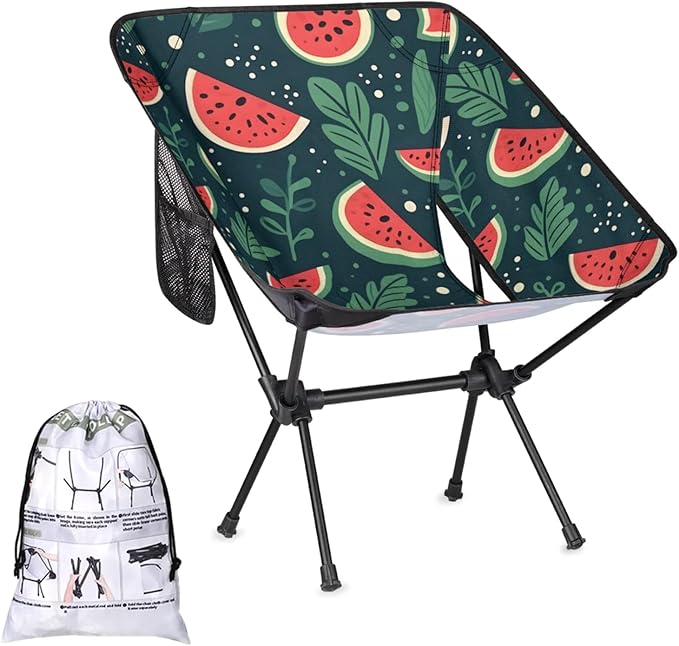 Honeybaby Folding Camping Chair Summer Fruit Watermelon Camping Chairs Lightweight Portable Chair Outdoor Foldable Chairs for Camping Travel Picnic Beach Hiking