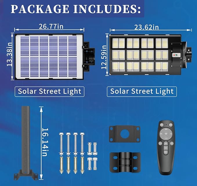 JAYNLT Y-6800W Solar Street Lights Outdoor 600000LM 6500K Powerful Parking Lot Lights Commercial Duks to Dawn Solar Lamp Outdoor with Motion Sensor for Yards Driveways