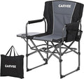 GarveeLife Oversized Directors Camping Chair Portable Folding Chair for Adults Support 400 lbs Heavy Duty Lawn Chair with Side Table for Camping Sports Picnic Beach Fishing (1 PCS Black)