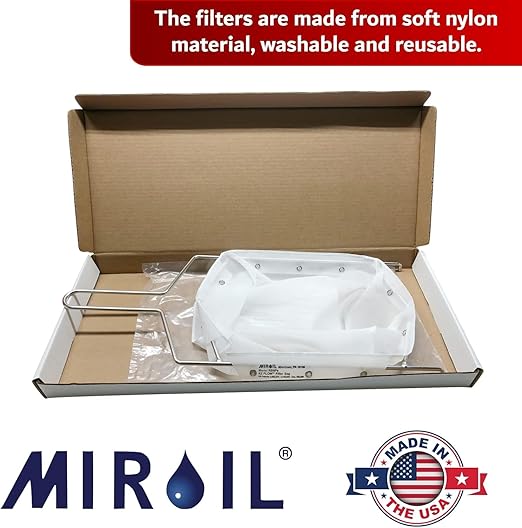 MirOil Filter Bag &amp Frame Combination Set for Silver Pots – Heavy-Duty Filter Compatible with MirOil 60L &amp 60LC Oil Pails for Commercial Kitchen Shortening Filtration for Kitchen