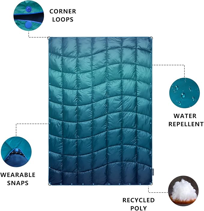 Camping Blanket Puffy Blanket Lightweight Windproof Water Resistant for OutdoorsHiking BackpackingBeachCarPicnicStadium