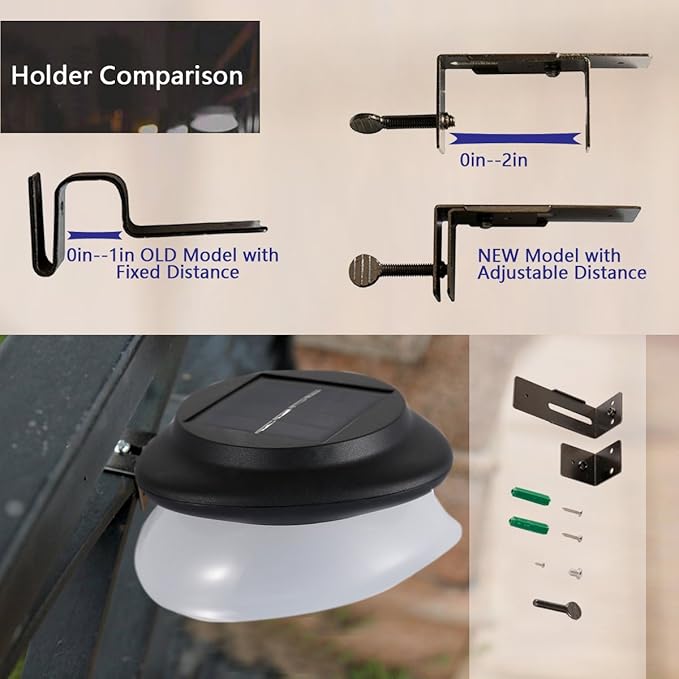 Solar Gutter Lights Outdoor 9 LED Super Bright Waterproof Wireless Security for Garden Wall Yard Deck