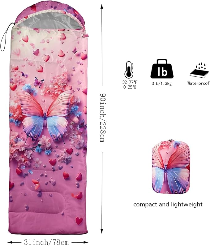 QOOMO Camping Sleeping Bags3 Season Warm &amp Cool WeatherLightweightWaterproof Sleeping Bags for Adults &amp KidsTravelingand OutdoorsCamping Gear Equipment