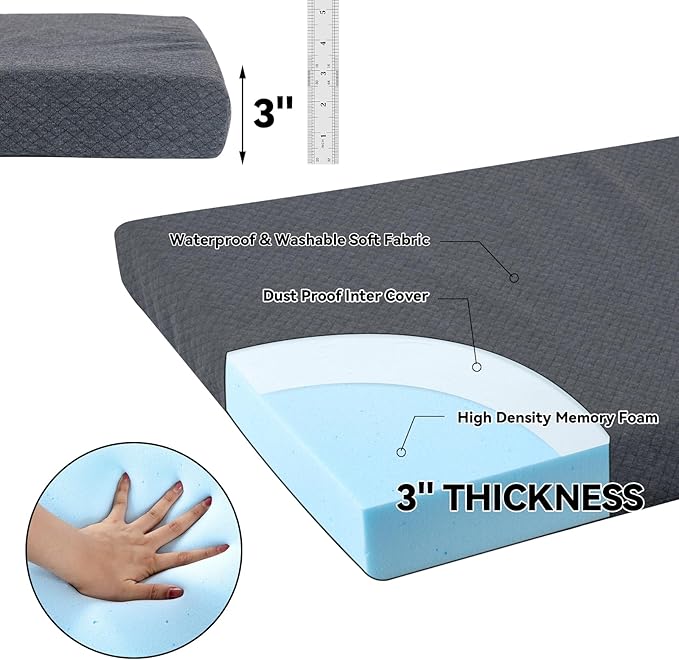 HOMBYS Memory Foam Camping Mattress PadPortable Sleeping Pad for AdultWaterproof Cot MattressRoll Up Floor MattressFoldable Backpacking Travel Bed for HikingGuest Bed