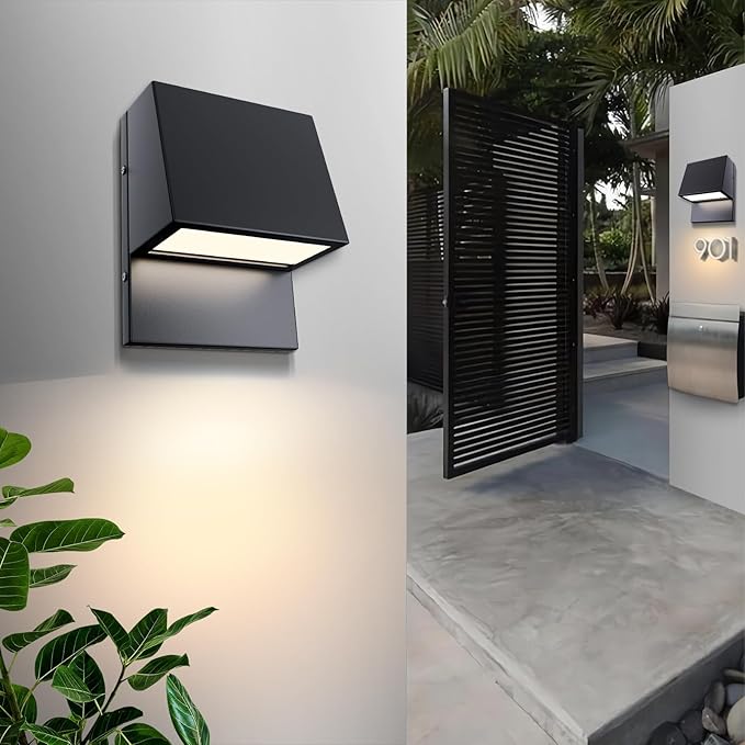 LED Modern Outdoor Wall Light 15W 3000K Matte Black 8 x 3.5 x 10.25 inches Waterproof Outdoor Front Door Porch Garden Garage Yard Pathway Patio Walkway