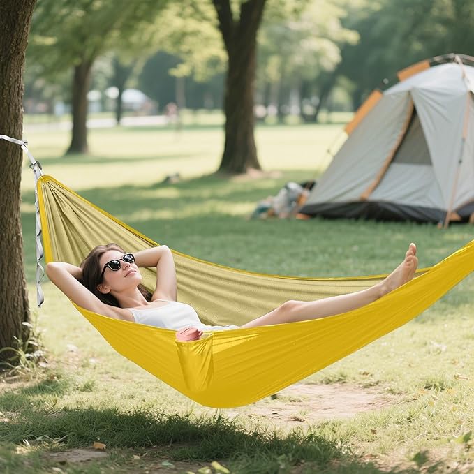 Chrome Yellow Camping Hammock Hammocks with Tree Straps Camp Hammock 114 x 54