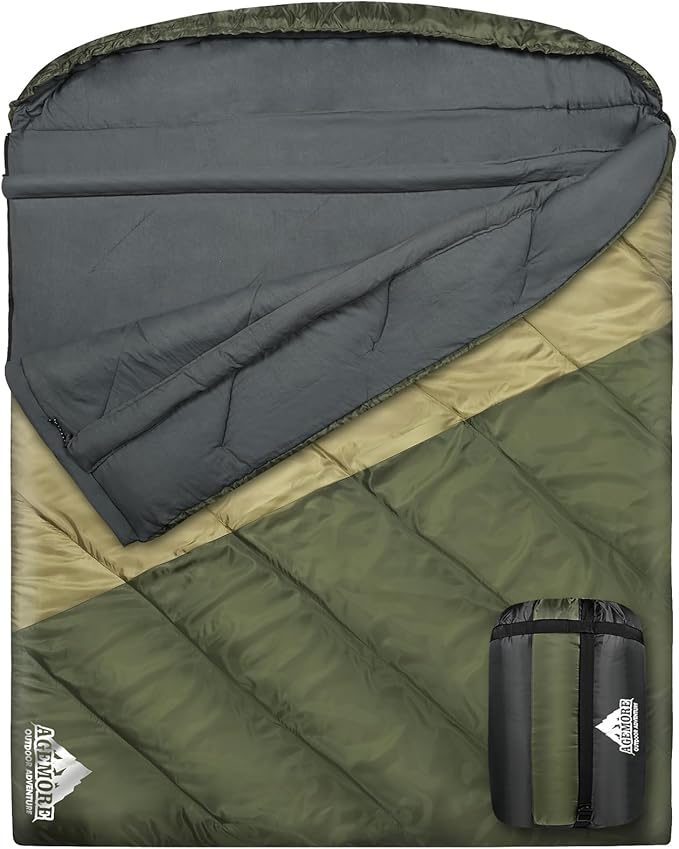 AGEMORE Sleeping Bag for Adults Single and Double Size Lightweight Waterproof XXL Sleeping Bag for Adults Kids Couples Camping Hiking Backpacking Or Traveling Warm &amp Cold Weather