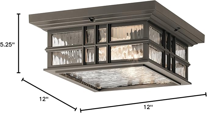 Kichler 49834OZ Craftsman/Mission Two Light Outdoor Ceiling Mount from Beacon Square Collection in Bronze/Dark Finish