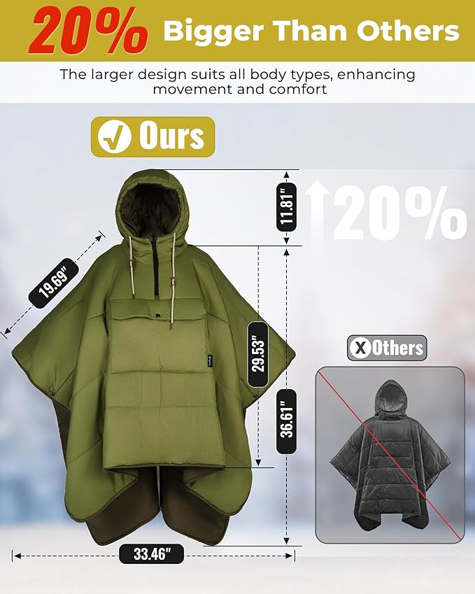 KingCamp Ultralight Camping Blanket Packable Down Alternative Puffy Wearable Blanket