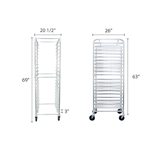 Excellante ALSPR020 20-Tier Pan Rack with 4 Casters (2 Locking 2 Regular) 20 1/4 x 26 x 69 1/4 Kockdown NSF Comes in Set