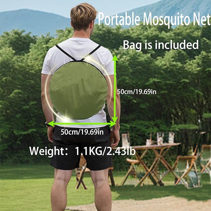 Portable Camping Tent with Double Door Design Folding Mosquito Net Shelter with Storage Bag Army Green