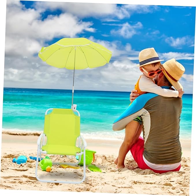 BESPORTBLE 1set Portable Boys and Girls Umbrella Beach Chair Sun Lightweight Ergonomic Lounge Chair for Outdoor Use for Toddlers and Boy Girl Green