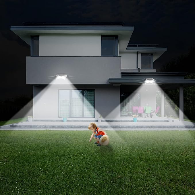 iThird Solar Powered Outdoor Lights Solar Lights Outdoor Motion Sensor Stainless Steel Solar Security Lights for Yard Patio Garage Waterproof Super Bright 2 Pack(Daylight)