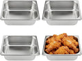 HOIGON 4 Pack 1/2 Size Steam Table Pan 4 Inch Deep Stainless Steel Hotel Anti-Jam Steam Pan for Buffet Restaurants Catering