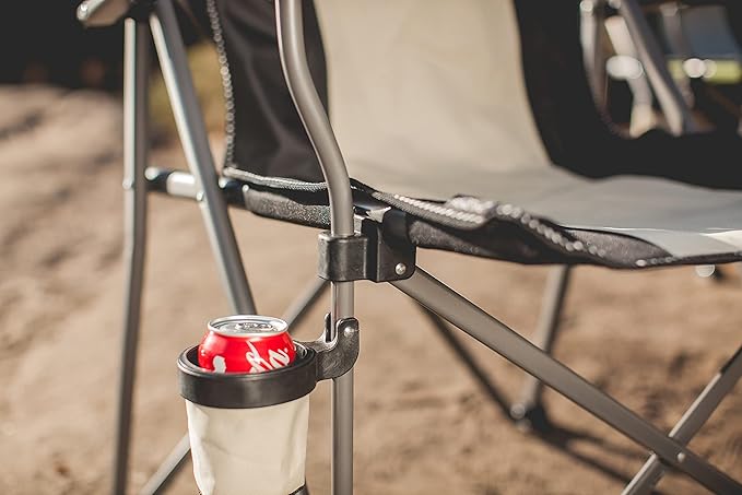 PICNIC TIME Big Bear XXL Folding Camping Chair with Insulated Cooler Oversized Portable Lawn Beach &amp Camp Chair with Cup Holder Storage Pocket Carry Bag 500 lb Capacity (Black)