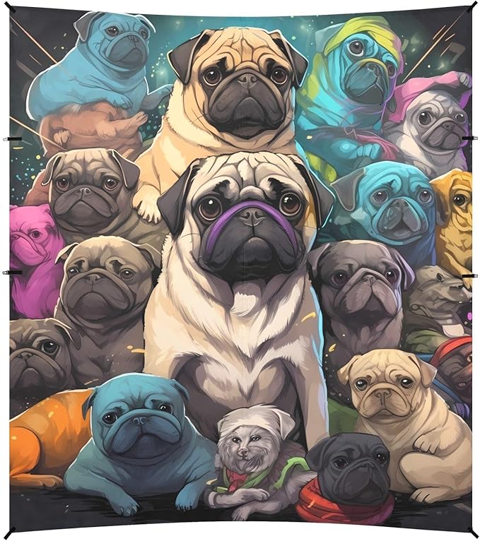 Cute Pug DogCamping Sun Shelters 9.2 x 10.5 FT Beach Canopy Tent Sun Shade with Carrying Bag for Camping Trips Fishing Backyard Fun or Picnics 21340341