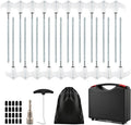 20 Pcs Screw in Tent Stakes Heavy Duty-8” Metal Pegs for Ground Drill in Camping Stake with Hex Head Driver Spikes Puller Protector in Carrying case for Hiking Glow in Dark