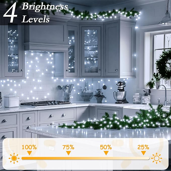 328FT 1000 LED Christmas Tree Lights Bright Cool White Outdoor Christmas String Lights for House Fairy Lights with 8 Modes Waterproof &amp Durable Indoor Outdoor Decor Timer Included