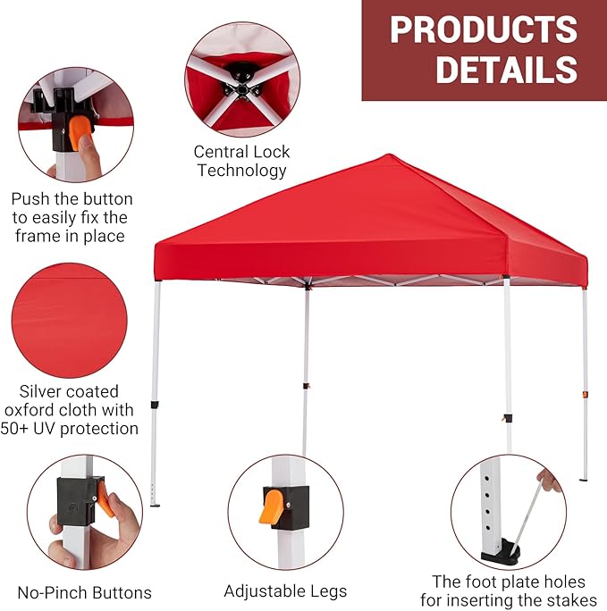 CABIHOME Quick Setup Pop Up Canopy Tent 10x10ft – Waterproof Outdoor Gazebo Shelter with Mesh Sidewalls &amp Mosquito Netting Portable Folding Tent for Camping Patio Backyard Events