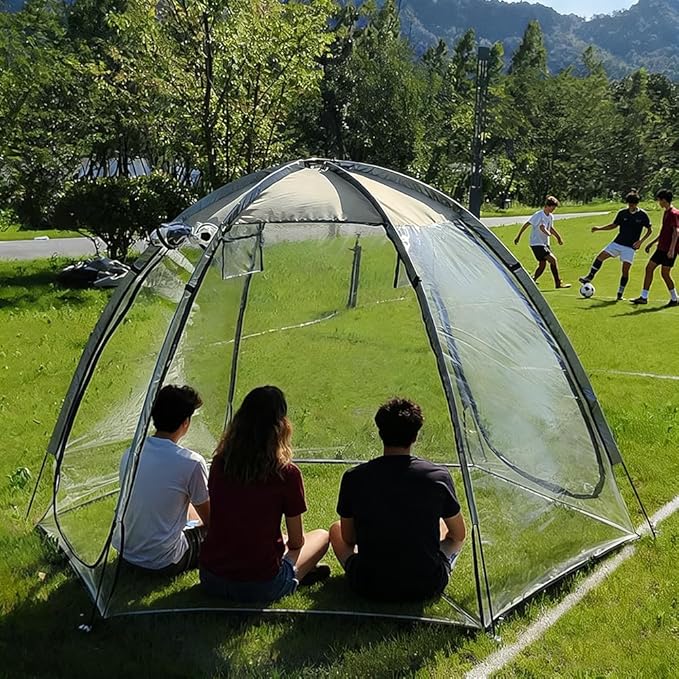 2 Person Transparent Sports Tent 360° Panoramic View Windproof Portable Outdoor Clear Bubble Tent for Winter Camping Fishing and Sports Activities