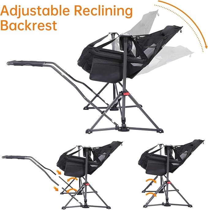 Hammock Chair Hammock Camping Chair with Removable Footrest Rocking Chair Outdoor Camping Chair Swing Hammock with Stand Carry Bag Cup Holder (2 Pack)