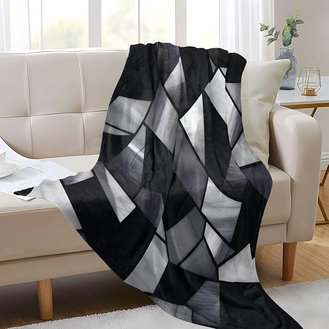Cute Blanket Stained Glass Gray Black Classical Teen Throw Blanket 50'' x 70''