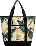 Insulated Shopping BagLarge Reusable Cooler Bags Dragonfly Printed Foldable Shopping BagTravel Waterproof Shoulder Bag