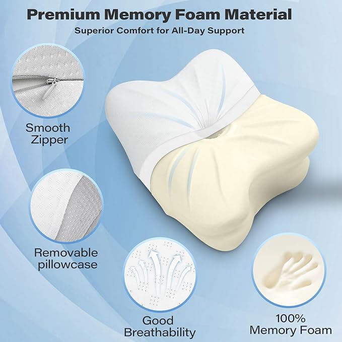 SAHEYER Memory Foam Camping Pillow Travel Pillows for Sleeping Cervical Neck Support Camping Gear Accessories - Small Pillow Travel Essentials for Sleep Backpack Hammock 11.81x9.84x3.94 in Gray