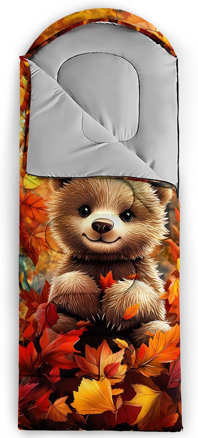 AILONEN Cartoon Camping Sleeping Bag for Boys Girls AdultsLightweight &amp Waterproof3 Season Warm &amp Cold WeatherPortablePrinted Sleeping BagTravelingCampingHiking