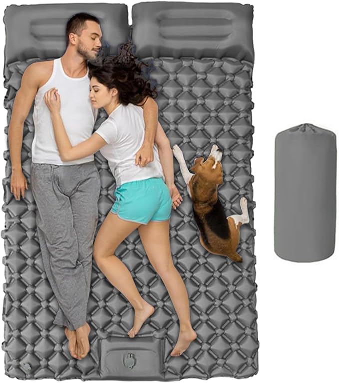 Inflatable Bed – 2 Person Camping Pad Waterproof Portable Travel Tent Sleeping Mat Compact Roll-Up Design Comfortable Rest Function Outdoor Gear for Fishing Hiking Parks Climbing Walking
