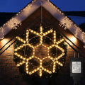DBFAIRY 24-inch LED Christmas Snowflake Window Lights Large Outdoor Snowflake Hanging Silhouette Xmas Decor Light with Timer 16.8ft Plug-Powered Cable