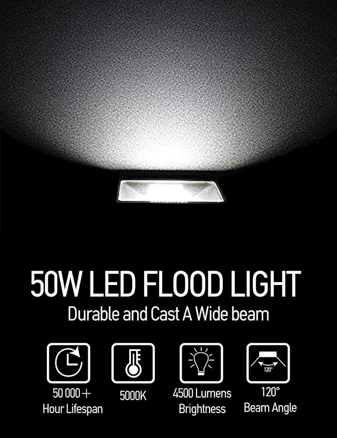 CEA LED Flood Light 50w 4500LM 5000K Daylight White lP 65 Waterproof UL Listed Knuckle MountingOutdoor Lights for HouseBackyard Lights Outdoor Patio (Brown)