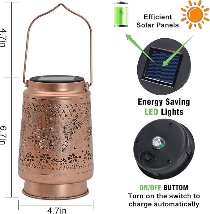 Hummingbird Solar Lanterns Outdoor Waterproof - Birthday Gifts for Women Mom Grandma Mothers Day Gifts Hanging Solar Lights for Yard Patio Porch Garden Decor