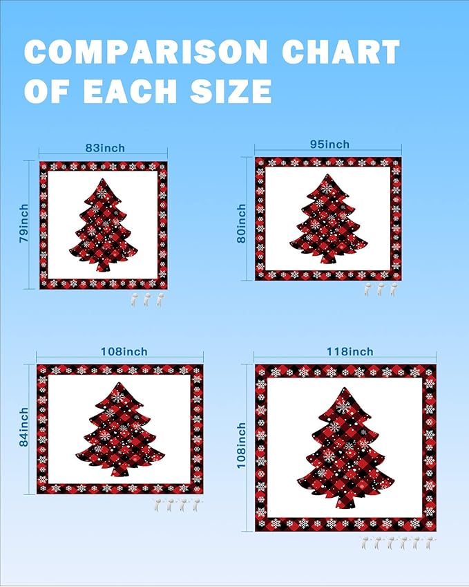 Beach Blanket Waterproof Sandproof Merry Christmas Red Buffalo Check Tree Quick Drying Beach Mat with 4 Stakes Winter Snowflake White Back Lightweight Picnic Blanket for Travel Camping 95x80