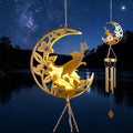 Moon Cat Wind Chime Outdoor 3-Chord Handmade Metal Garden Wind Chimes with Cat Charms Melodic Weatherproof Wind Bell for Patio Porch Decor Unique Gift for Cat Lovers (Silver)