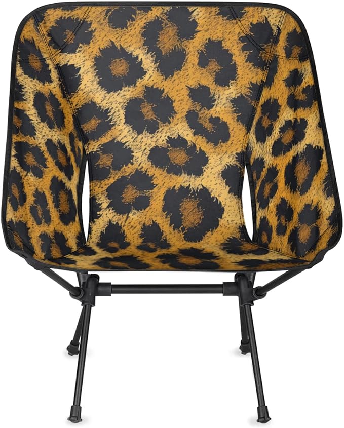 Honeybaby Folding Camping Chair Animal Print Leopard Camping Chairs Lightweight Portable Chair Outdoor Foldable Chairs for Camping Travel Picnic Beach Hiking