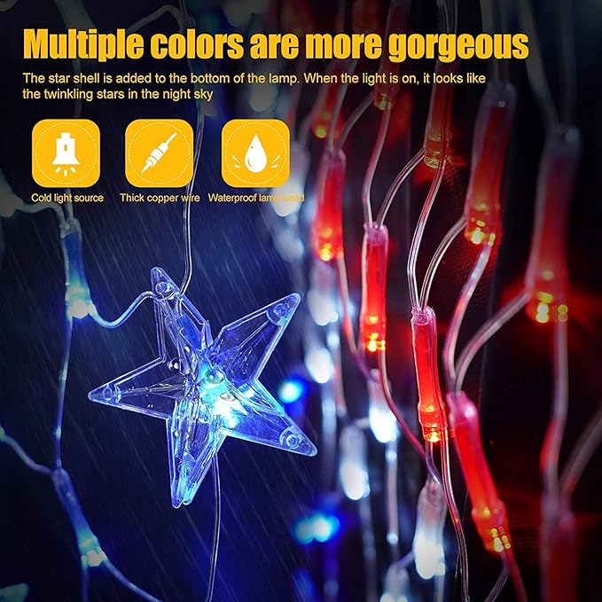 HYH American Flag LED Lights - 47in Patriotic Lights for 4th of July Decorating Indoor and Outdoor Waterproof Half Fan Flag Light for Patriotic LED Lighting Banner House GardenDecoration