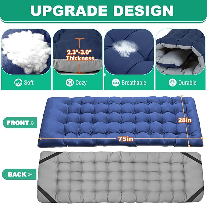 LILYPELLE Folding Camping Cot Extra Wide Heavy Duty Sleeping Cots with Carry Bag Double Layer Oxford Portable Travel Camp Cots for Home Office Nap and Outdoor Beach