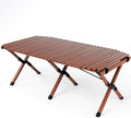 Folding Camping Table Beech Wood Portable Lightweight Roll-up Picnic Table with Carrying Bag for Outdoor Backyards BBQ Beach Party Patio(Walnut Rounded Edges &amp Big)